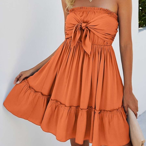Boho Tie Front Ruffle Mini Dress - Picture 5 of 8